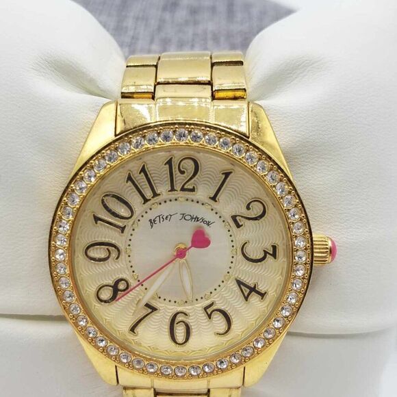 Betsey Johnson Gold Tone Exploding Number Watch Metal Band Working